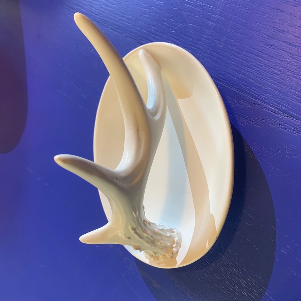 White painted antler jewelry holder